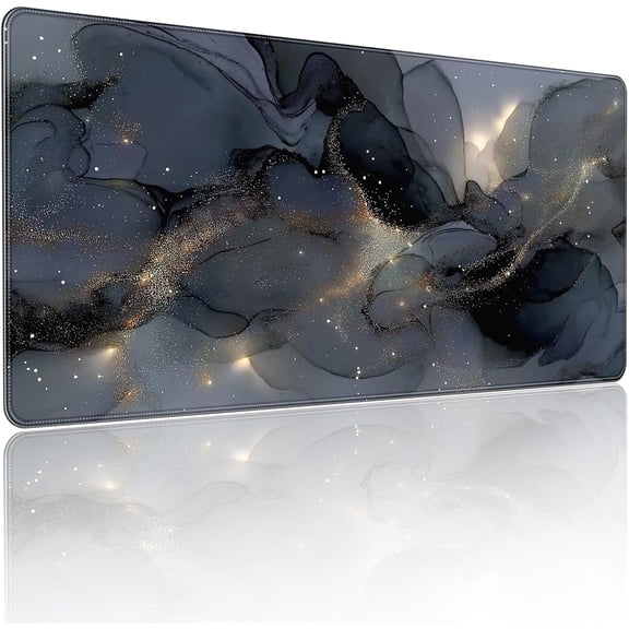 Extended Gaming Mouse Pad, Navy Blue Marble Pattern, 35.4 x 15.7 inches, XXL Extra Large Desktop Pad, Non-Slip Base, Waterproof, Suitable for Home Gaming and Office Use