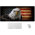 thumbnail image 1 of Extended Gaming Mouse Pad - Non-Slip Water-Resistant Rubber Base Computer Keyboard Mouse Mat, 35.4x15.7-inch XX-Large Desk Mat, Ideal Partner for Work & Game, American Bald Eagle on Grunge Flag, 1 of 5