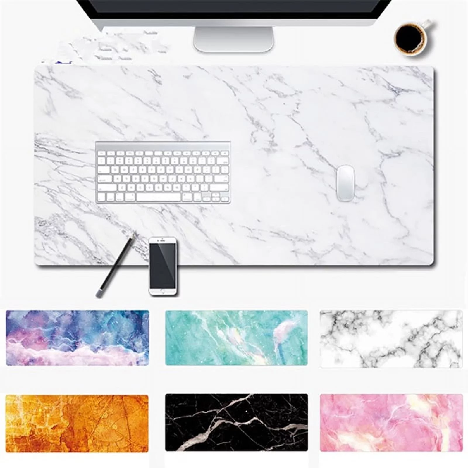 Extended Gaming Mouse Pad, Table Rubber Marble Grain Computer Desk Mat Laptop Cushion Keyboard Mouse Pad for Work and Game - image 1 of 5