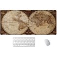 thumbnail image 1 of Extended Gaming Mouse Pad XXL ArtSo Large Keyboard Mat Long Mousepad Desk Decor Writing Pad Non Slip Rubber Base Stitched Edges for Work, Game, Office, Home, 35.5" x 15.7", Vintage World Map, 1 of 6