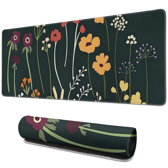 Extended Gaming Mouse Pad: XXL Desk Pad with Stitched Edges, Non-Slip Rubber Base, Large Mouse Pad for Desk, Perfect for Game, Work, Office, Home - Unique Weeds Design, 31.5 x 11.8 inch