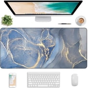 Extended Gaming Mouse Pad, XXL Large Desk Pad 31.5*11.8 Inch, Big Computer Keyboard Mousepad, Waterproof Mouse Mat with Stitched Edges and Non-Slip Base for Office Gaming, Dark Blue Marble