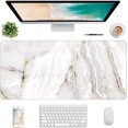 thumbnail image 1 of Extended Gaming Mouse Pad, XXL Large Desk Pad 31.5*11.8 Inch, Big Computer Keyboard Mousepad, Waterproof Mouse Mat with Stitched Edges and Non-Slip Base for Women Office Gaming, White Marble, 1 of 6