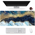 thumbnail image 1 of Extended Gaming Mouse Pad XXL Large Keyboard Mat Long Mousepad Desk Decor Writing Pad Non Slip Rubber Base Stitched Edges for Work, Game, Office, Home, 35.1" x 15.7" , Blue Marble, 1 of 6