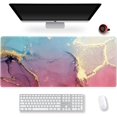thumbnail image 1 of Extended Gaming Mouse Pad XXL Large Keyboard Mat Long Mousepad Desk Decor Writing Pad Non Slip Rubber Base Stitched Edges for Work,Game, Office,Home, 35.1" x 15.7", Colorful Marble, 1 of 6