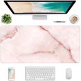 thumbnail image 1 of Extended Gaming Mouse Pad, XXL Large Mouse Mat 31.5*11.8 Inch, Big Computer Keyboard Mousepad, Waterproof Desk Pad with Stitched Edges and Non-Slip Base for Office Gaming, Light Pink Marble, 1 of 6