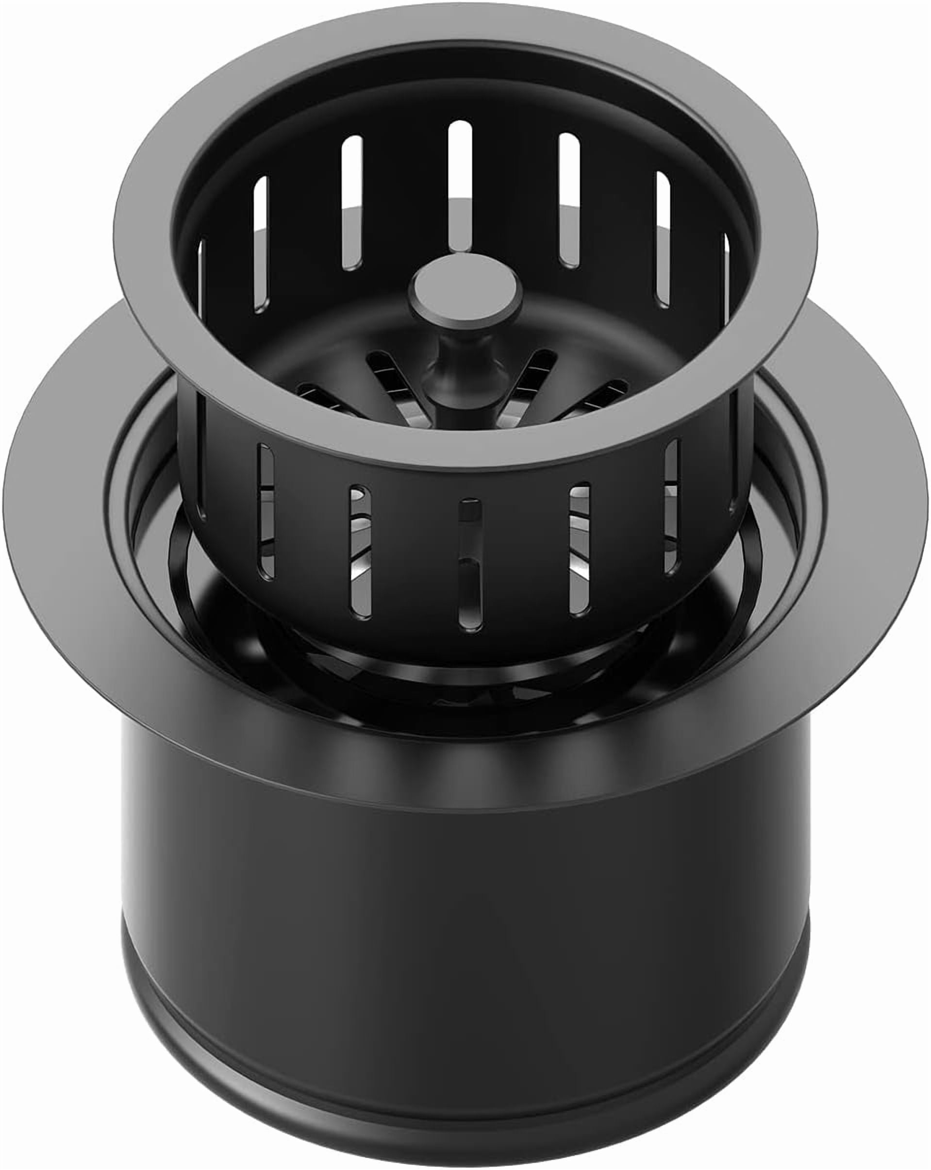 Extended Garbage Disposal Basket Strainer Stopper, Deep 304 Stainless Steel Kitchen Sink Flange for 3-1/2 Inch Standard Sink Drain Hole, Matte Black Deep Sink Disposal Stopper with Flange