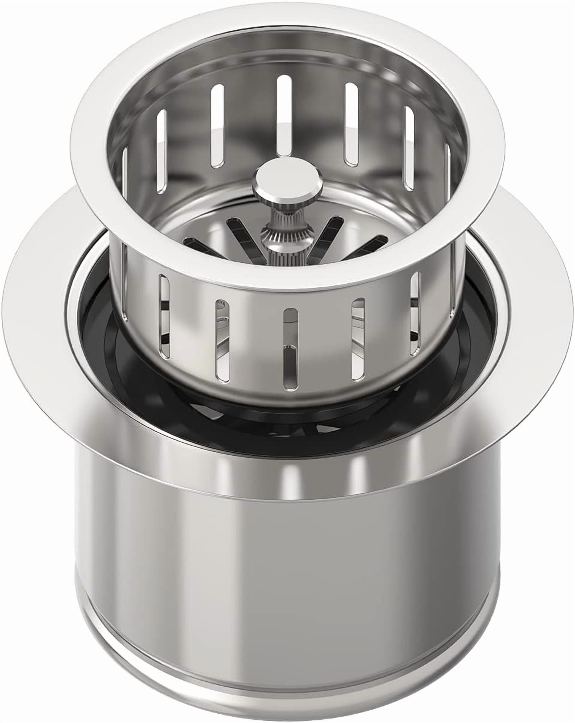Extended Garbage Disposal Flange Basket Strainer Stopper, Deep 304 Stainless Steel Kitchen Sink Flange for 3-1/2 Inch Standard Sink Drain Hole, Polished Deep Sink Disposal Stopper