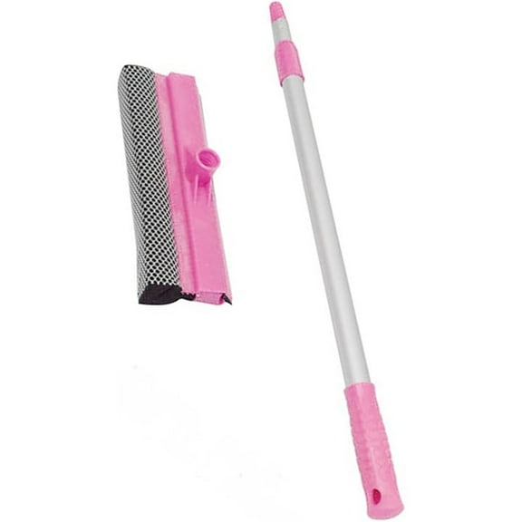 Extended Handle Double-Sided Glass Cleaner with Detachable Brush for Streak-Free Shine on Windows, Mirrors, and Shower Screens