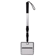 Extended Handle Litter Scoop, Metal Sifting Shovel for Cats, Long Pole Chicken Poop Scooper for Enclosures, Deep Basket Sand Bedding Cleaner, Adjustable Heavy Duty Waste Remover