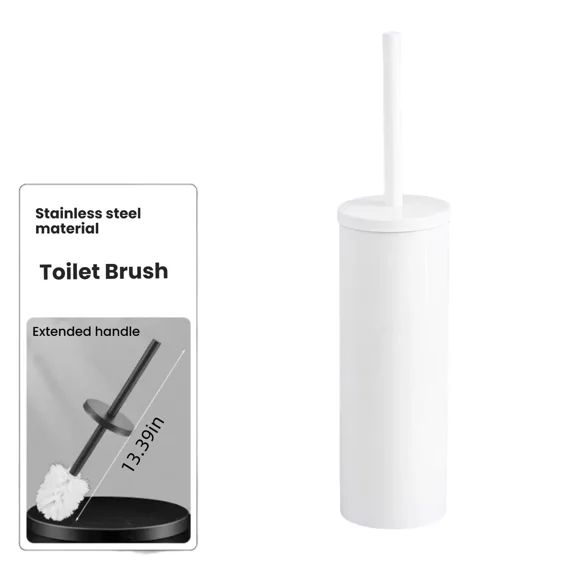 Extended Handle Splash Proof Toilet Brush And Plunger Set Stainless Steel For Bathroom RV Clean