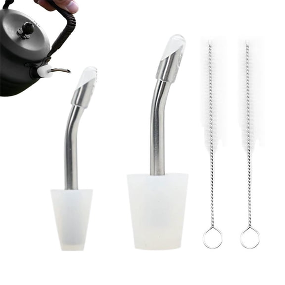 Extended Kettle Spout, Food-Grade Silicone & Stainless Steel Pour Over Coffee Adapter, Precise Flow Control for Camping Tea Kettle