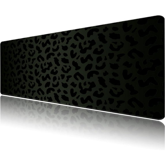 Extended Large Computer Gaming Mouse Pad Desk Mat(31.5×15.7 in),Desk Pad with Non-Slip Base Stitched Edges,Suitable for Work Office Large Gaming Mouse Pad Desktop Pad-Black Leopard Cheetah