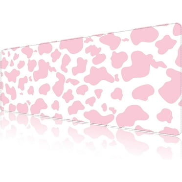 Extended Large Computer Gaming Mouse Pad Desk Mat(31.5×15.7 in),Desk Pad with Non-Slip Base and Stitched Edges,Suitable for Work Office Large Gaming Mouse Pad Desktop Pad-Pink Cow