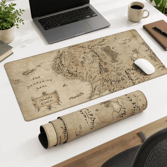 Extended Large Gaming Mouse Pad, 31.5" x 11.8", Retro Earth Map Design