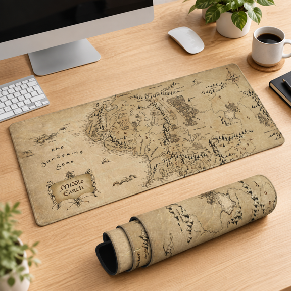 Extended Large Gaming Mouse Pad, 31.5"x11.8" Retro Earth Map Desk Mat