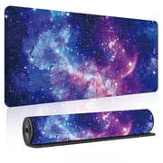 Extended Large Gaming Mouse Pad 31.5x11.8 Inch, Galaxy Nebula Non-Slip Desk Mat, Waterproof Stitched Edges Keyboard Pad for Office Gaming.