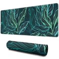 thumbnail image 1 of Extended Large Gaming Mouse Pad with Teal Tropical Leaves Print - Waterproof, Stitched Edges, Non-Slip, XL Size Perfect for Your Computer Keyboard and Laptop - 31.5 x 11.8 Inch, 1 of 7