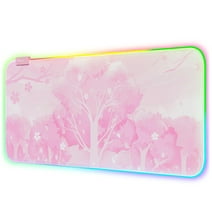 Extended Large Mouse Pad Pink, RGB Gaming Desk pad, Anti-Slip Laptop Writing Mat, Soft Keyboard Mouse Mat for Office Home School XXL (31.5" x 12")