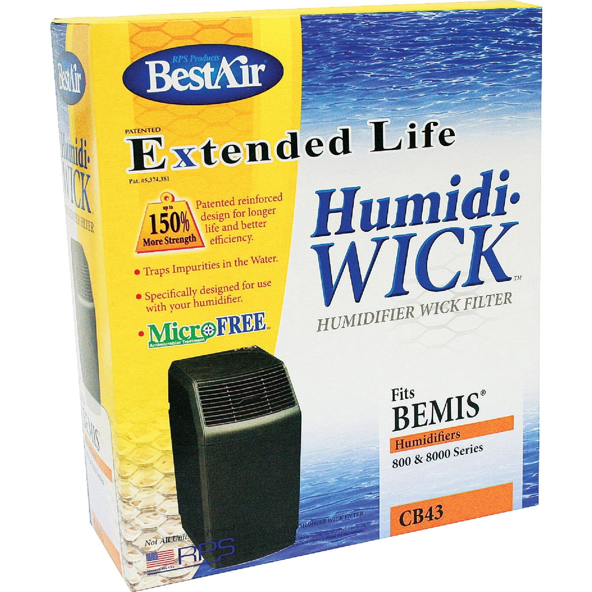 BestAir Humidifier Wick Filter Replacement - Washable, Compatible With Bemis 800 Series