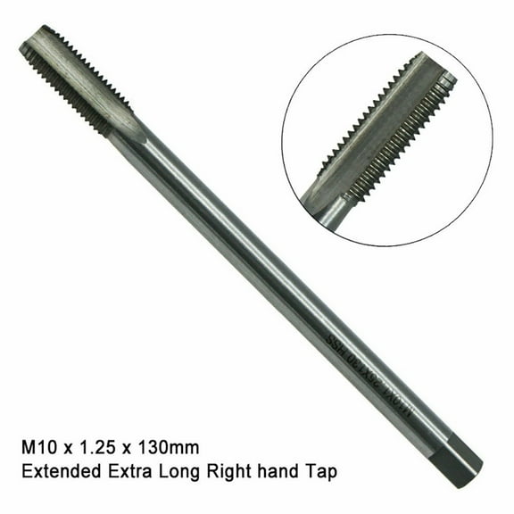 Extended Long Shank Metric Tap M10 x 0 25 x 130mm Right Hand Threading Tool High Steel HSS Designed for General Metal Machining