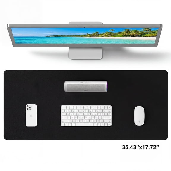 Atzeste 35.43" x 17.72" Leather Office Desk Pad Protector, Large Mouse Pad, Non-Slip, PU Leather, Laptop Desk Blotter, Waterproof Writing Pad for Office and Home, Black