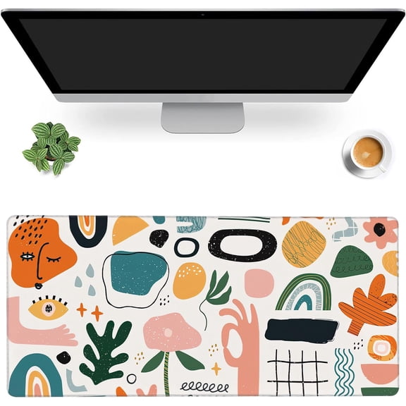 Extended Mouse Pad,Abstract Modern Doodle Extended Gaming Mouse Pad,Large Non-Slip Rubber Base Mousepad with Stitched Edges,Waterproof Mouse Mat Desk Pad for Office Game Home 35.4x15.75 in