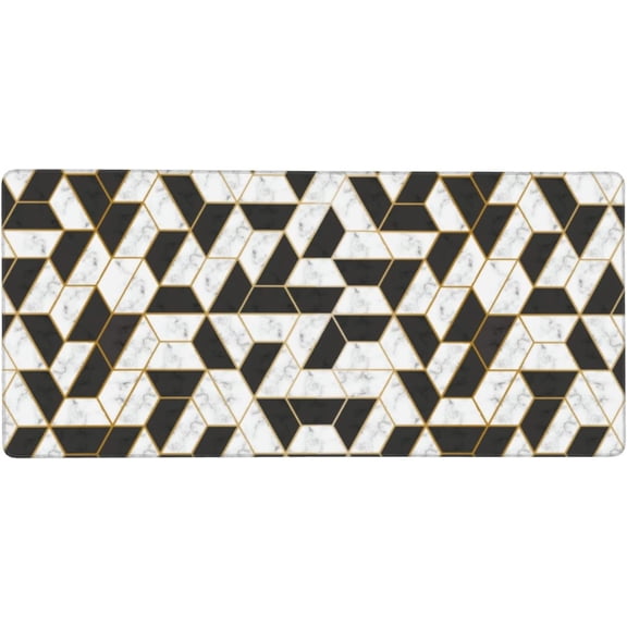 Extended Mouse Pad, Cubes Marble Gaming Mouse Pad, Large Big Mouse Pad Keyboard Mat Desk Pad with Non-Slip Base and Stitched Edge for Work, Game, Office - 35.5" x 16"