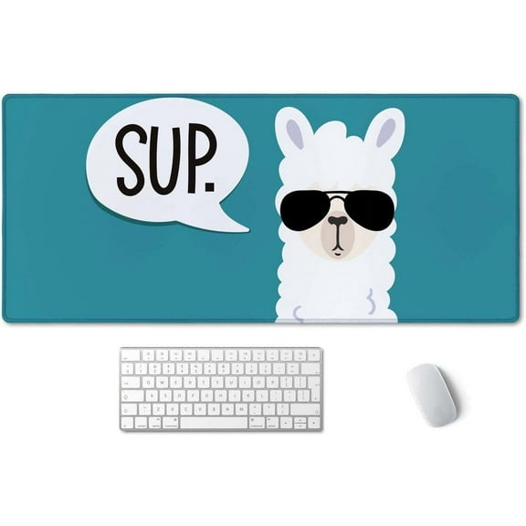 Extended Mouse Pad, XXL Gaming Mouse Pads, Large Big Mousepad Laptop Computer Keyboard Mat Desk Pad with Non-Slip Base Stitched Edge for Gaming Office, 35.4 x 15.7 inch, Sup Llama