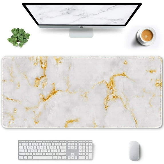 Extended Mouse Pad, XXL Gaming Mouse Pads, Large Big Mousepad Laptop Computer Keyboard Mat Desk Pad with Non-Slip Base Stitched Edge for Gaming Office, 35.5 x 15.7 inch, Tropical Leaves
