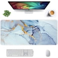 thumbnail image 1 of Extended Mouse Pad, XXL Gaming Mouse Pads, Large Big Mousepad Laptop Computer Keyboard Mat Desk Pad with Non-Slip Base Stitched Edge for Gaming Office, 35.5 x 15.7 inch, Blue Marble Print, 1 of 6