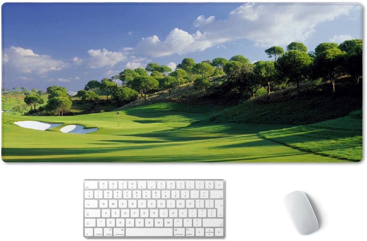 Extended Mouse Pad, XXL Gaming Mouse Pads, Large Big Mousepad Laptop Computer Keyboard Mat Desk Pad with Non-Slip Base Stitched Edge for Gaming Office, 35.5 x 15.7 inch, Golf Course