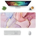 thumbnail image 1 of Extended Mouse Pad, XXL Gaming Mouse Pads, Large Big Mousepad Laptop Computer Keyboard Mat Desk Pad w/Non-Slip Base and Stitched Edge for Office Gaming, 35.5 x 15.7 inch, Pink Purple Marble, 1 of 6