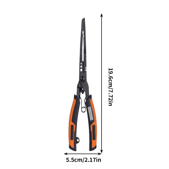 Extended Multifunctional Fishing Pliers - Luya Long Nose Pliers with Scissors & Cutter, Fish Control Hook Picking & Line Tying Tool
