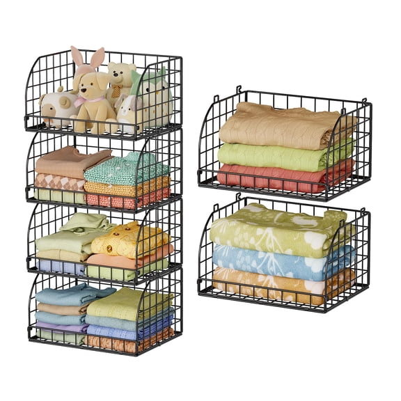 Extended Paragraph Stackable Storbcloset Organizer 4-pack Wire Baskets For Organizing Closet Organizers And StorShelves Open Home BBlack Clothes Snackss Can Be