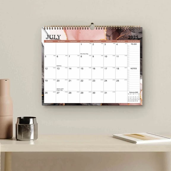 Extended Planning Calendar from July 2025 to December 2026 - Thick Paper Wall Organizer with Monthly Views & Festive Dates | Decorative Home Office Scheduling Solution