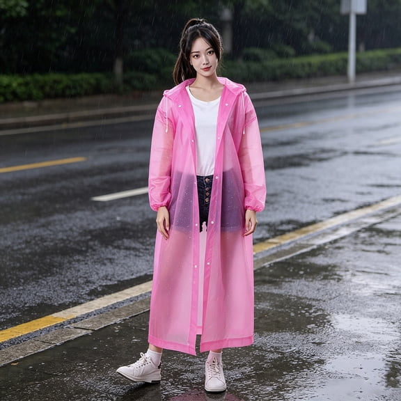 Extended Raincoat Reusable Waterproof Rain Jacket with Cuff Closure, Thickened Full Length Long Rain Poncho Heavy Downpour Protection Emergency Gear for Men Women Hiking Camping