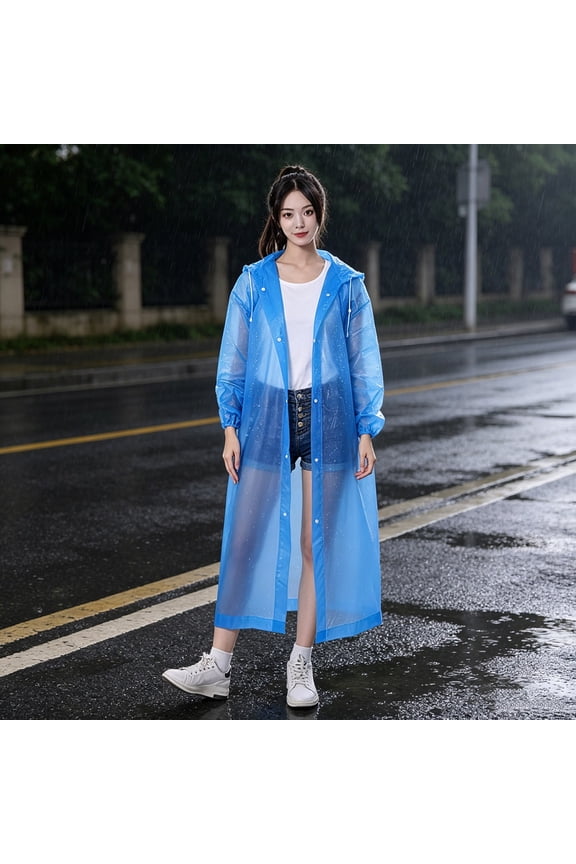 Extended Raincoat Reusable Waterproof Rain Jacket with Cuff Closure, Thickened Full Length Long Rain Poncho Heavy Downpour Protection Emergency Gear for Men Women Hiking Camping