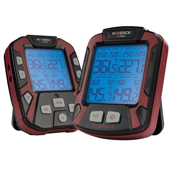 Extended Range Digital Remote Wireless 4 Probe BBQ & Meat Thermometer, Black/Red