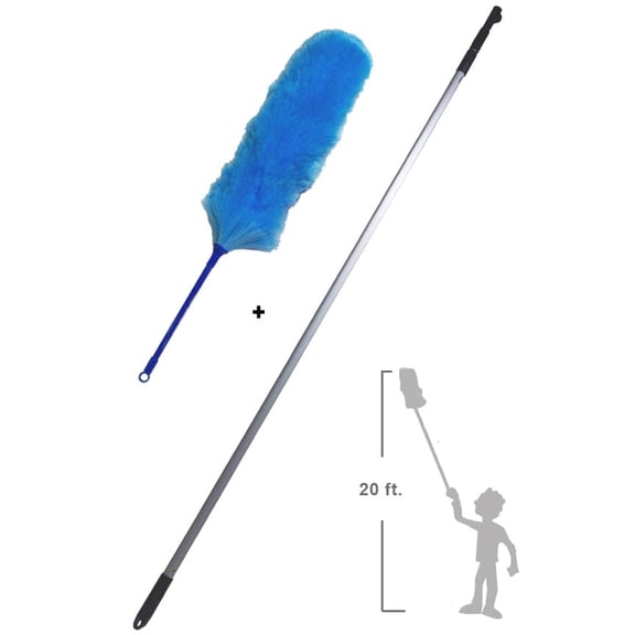 Simply Good Bendable Ceiling and Fan Static Dusting Wand - Large Duster With Lightweight Aluminum Pole, Extends to 14 ft.
