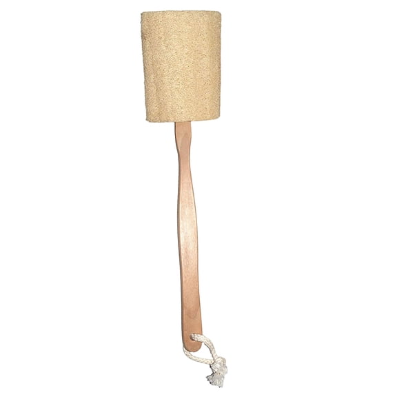 Extended Reach Wooden Handle Loofa Shower Brush, Natural Luffa Back Exfoliating Washer for Men Women Skin Care