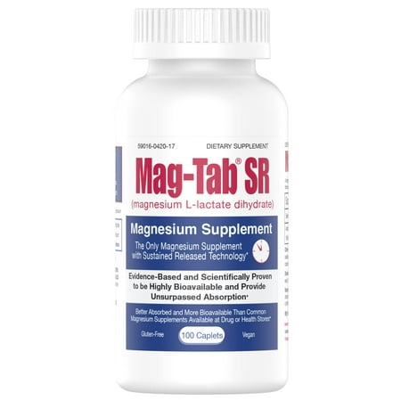 Extended Release Magnesium Lactate Delivery for 10x Better Absorption-Mag-Tab SR (Sustained Release) 100 Count-Supports Sleep, Muscle Cramps, Magnesium Deficiency Health Issue