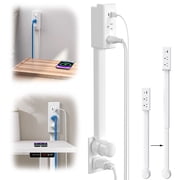Extended and Rotating Outlet Features USB-A, USB-C, and 2 Ac Outlets, Extendable Wall Outlet Extends 22-34, 180  Swivel, Rotating Outlet for Behind Couches