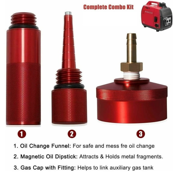 Extended Run Gas Cap and Oil Change Kit for Honda EU2200i, Magnetic Dipstick Captures Metal Particles, 1 Set