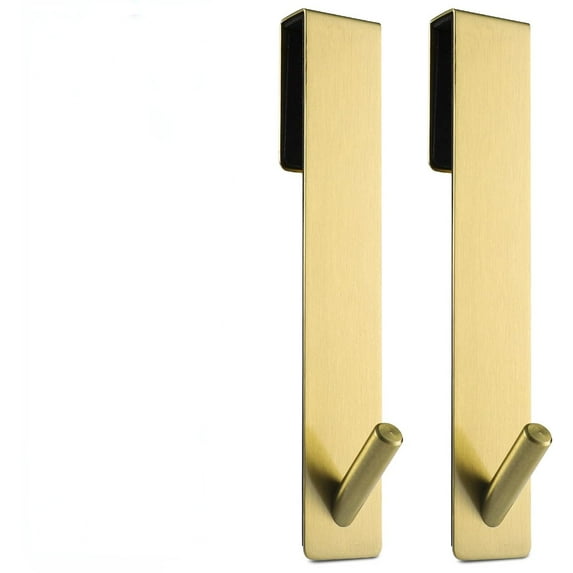 Extended Shower Door Hooks (7-Inch), Over Door Hooks for Bathroom Frameless Glass Shower Door, Towel Hooks, 2-Pack, Gold