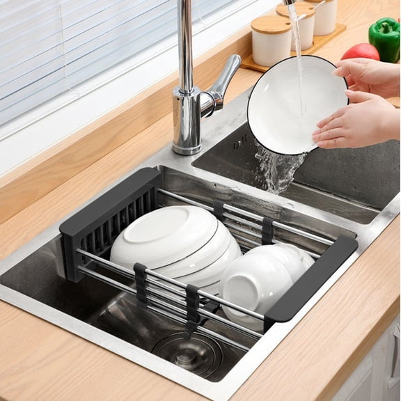 Extended Sink Drain Basket - Drain Basket for Kitchen Sink & Sink Drain Rack, Stainless Steel Retractable Heavy Duty Extender Basket, Ideal for Kitchen Sink Vegetable Washing & Food Drainage