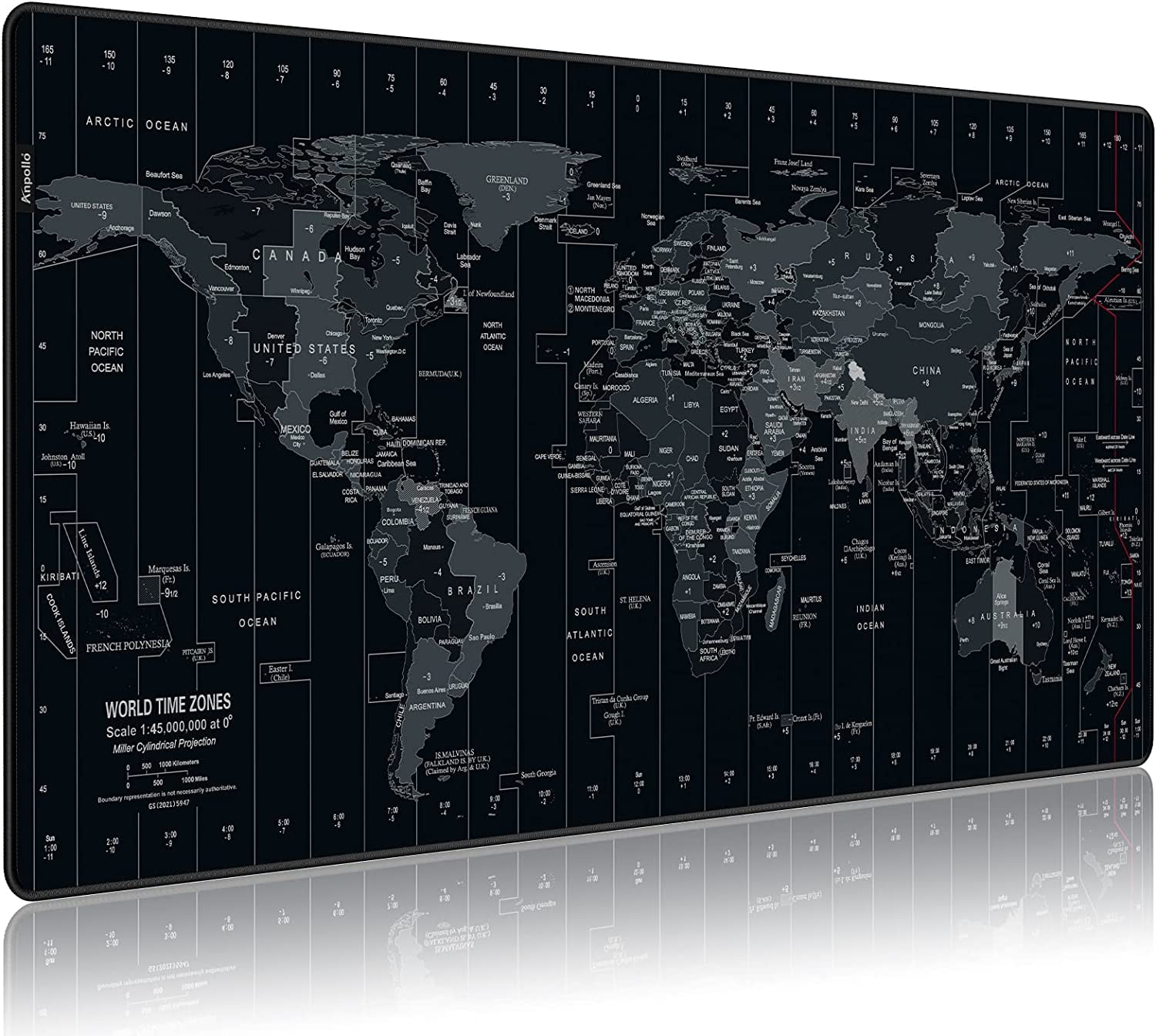 Extended Speed Gaming Mouse Pad Large Size 35.4 X 15.7X 0.12inches Desk Mat Mousepad with Personalized Design - World Map