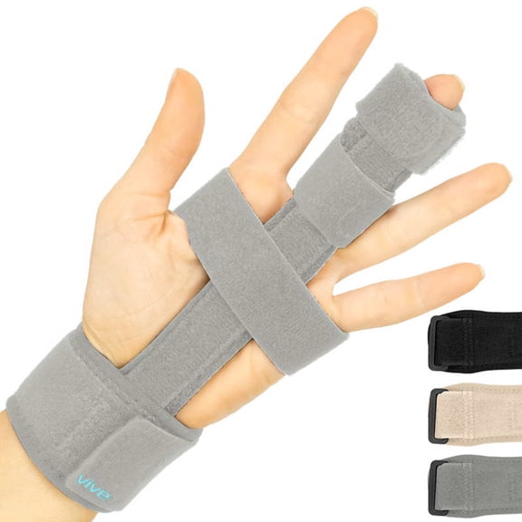 Vive Full-Finger Trigger Splint – Adjustable Finger & Hand Brace for Pain Relief, Sprains, Arthritis, Tendonitis, and Immobilization, Gray