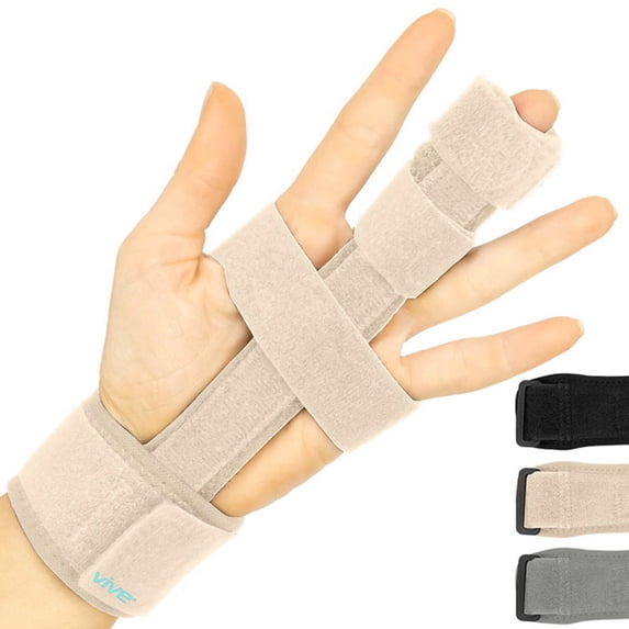 Vive Full-Finger Trigger Splint – Adjustable Finger & Hand Brace for Pain Relief, Sprains, Arthritis, Tendonitis, and Immobilization, Beige