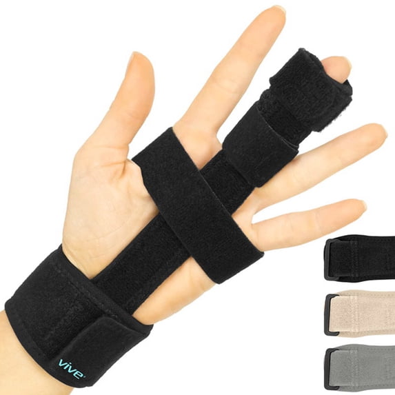 Vive Full-Finger Trigger Splint – Adjustable Finger & Hand Brace for Pain Relief, Sprains, Arthritis, Tendonitis, and Immobilization, Black